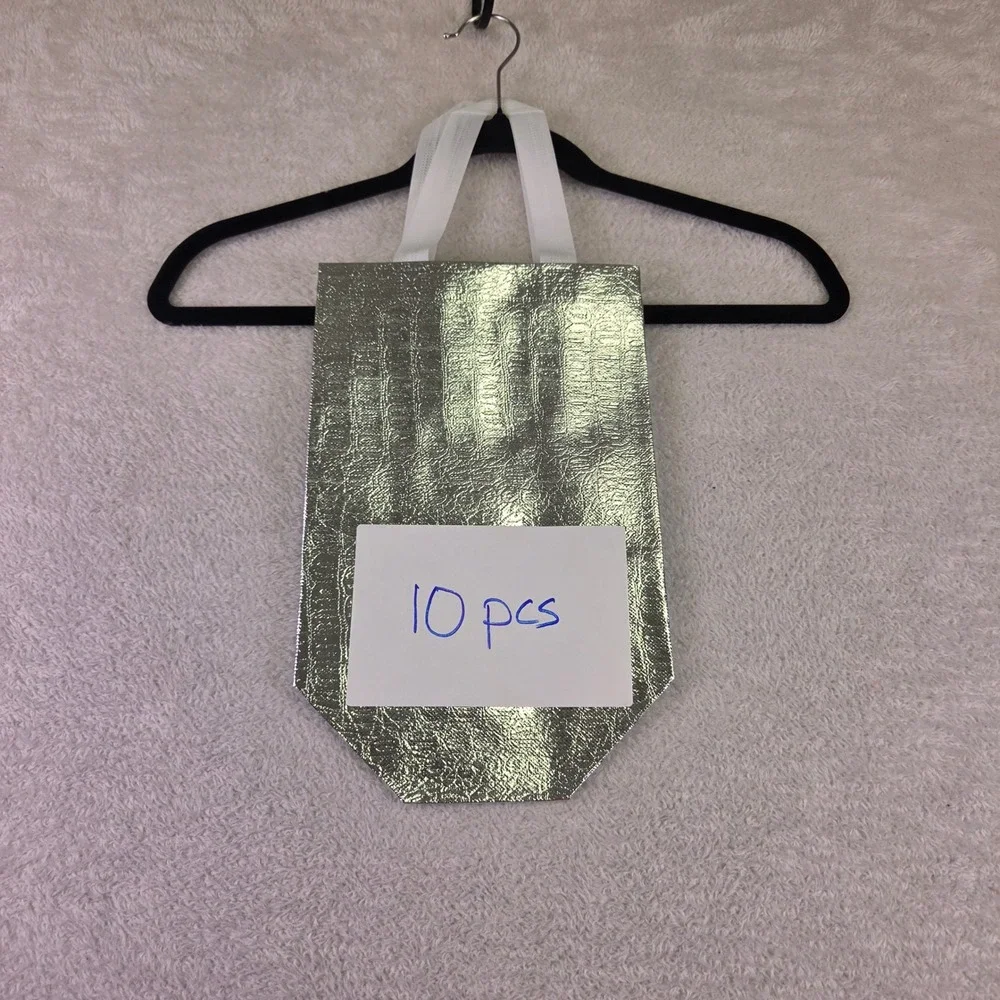 10 Pcs Silver Metallic Embossed Crocodile Texture Gift Bags with Handles 8x10